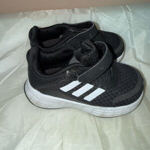 Adidas Kids Black Sneakers with White Stripes